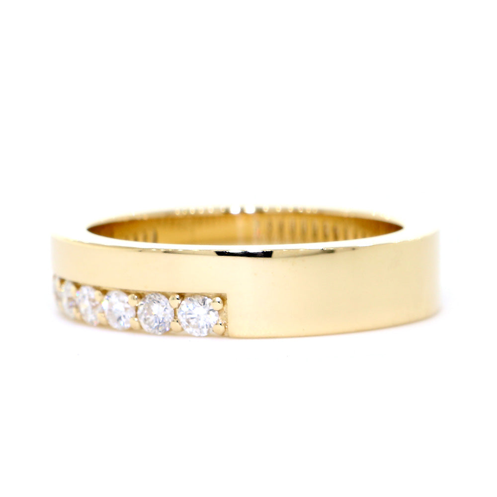 Diamond Band and Plain Band Ring, 0.95CT in 18K Yellow Gold