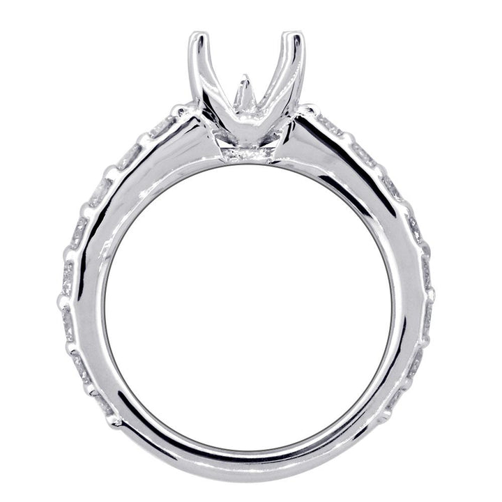 Engagement Ring Setting for a Round Diamond Center, 0.95CT Sides in 14k White Gold