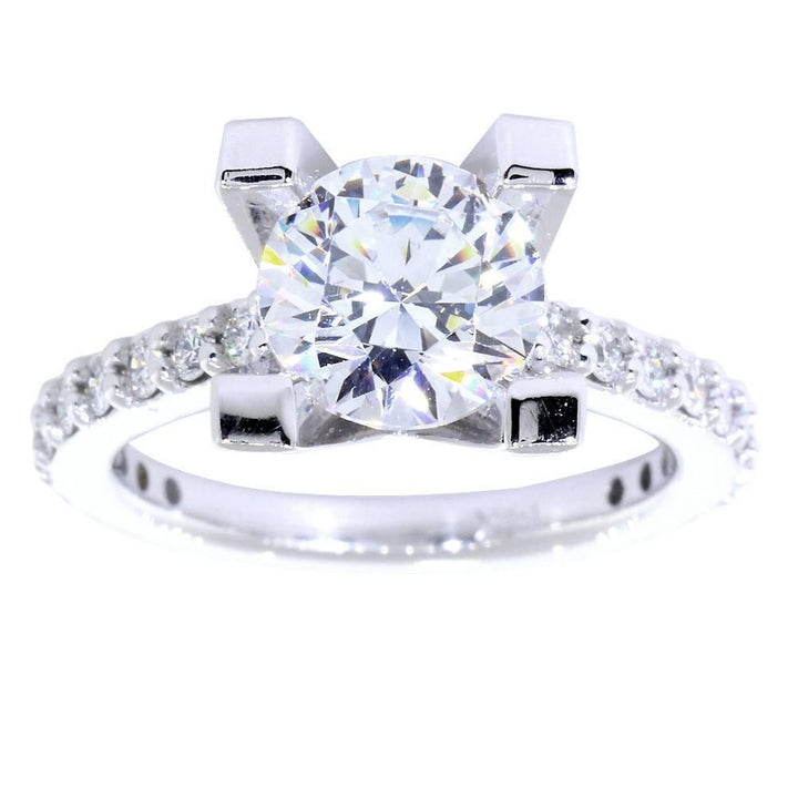 Engagement Ring Setting for a Round Diamond, 0.60CT Sides in 14k White Gold