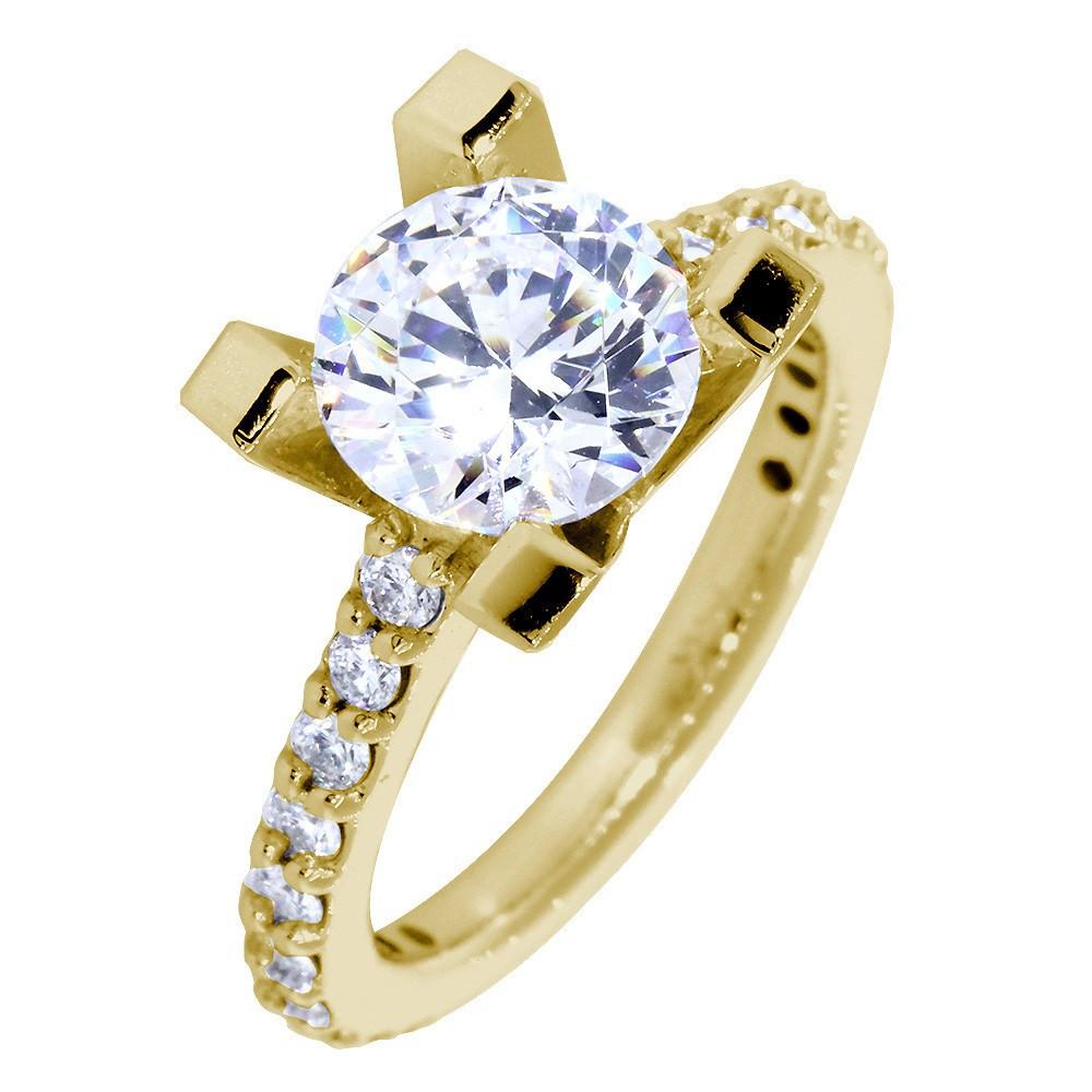 Engagement Ring Setting for a Round Diamond, 0.60CT Sides in 14k Yellow Gold