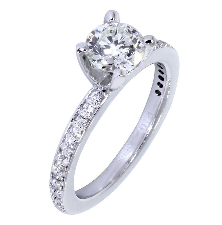 Engagement Ring Setting for a Round Diamond, 0.18CT Sides in 18k White Gold