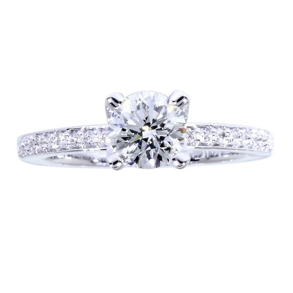 Engagement Ring Setting for a Round Diamond, 0.18CT Sides in 14k White Gold