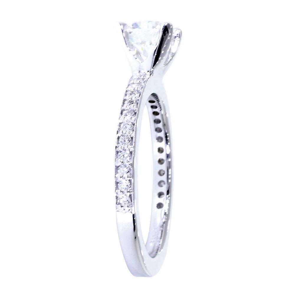 Engagement Ring Setting for a Round Diamond, 0.18CT Sides in 14k White Gold