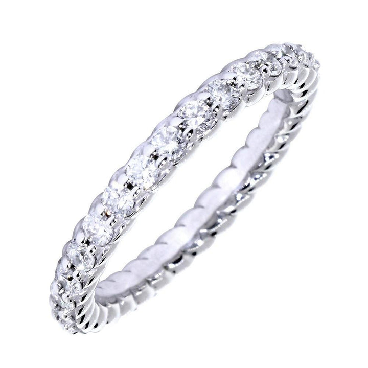 Diamond and Rope Eternity Wedding Band, 0.85CT Total in 14k White Gold
