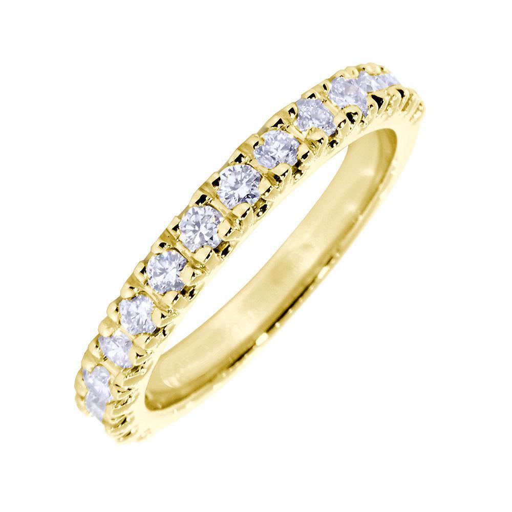 Diamond Wedding Band Set with 4 Prongs, 0.45CT Total in 18k Yellow Gold