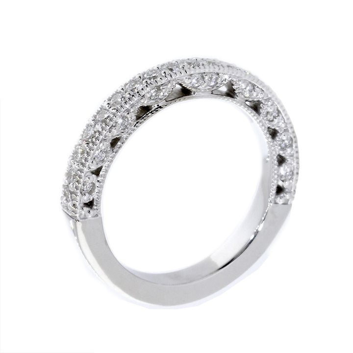 Matching Vintage Style Diamond Band to EWK16734W, 0.58CT Total Sides in 14k White Gold