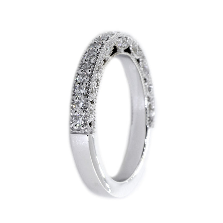 Matching Vintage Style Diamond Band to EWK16734W, 0.58CT Total Sides in 14k White Gold