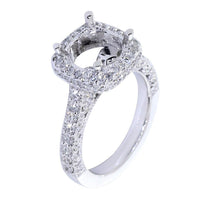 Vintage Look Halo Engagement Ring Setting for a Round Diamond, 1.00CT Total Sides in 14k White Gold