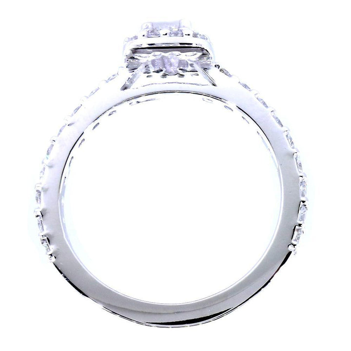 Halo Engagement Ring Setting for an Oval Diamond, 0.71CT Total Sides in 14k White Gold