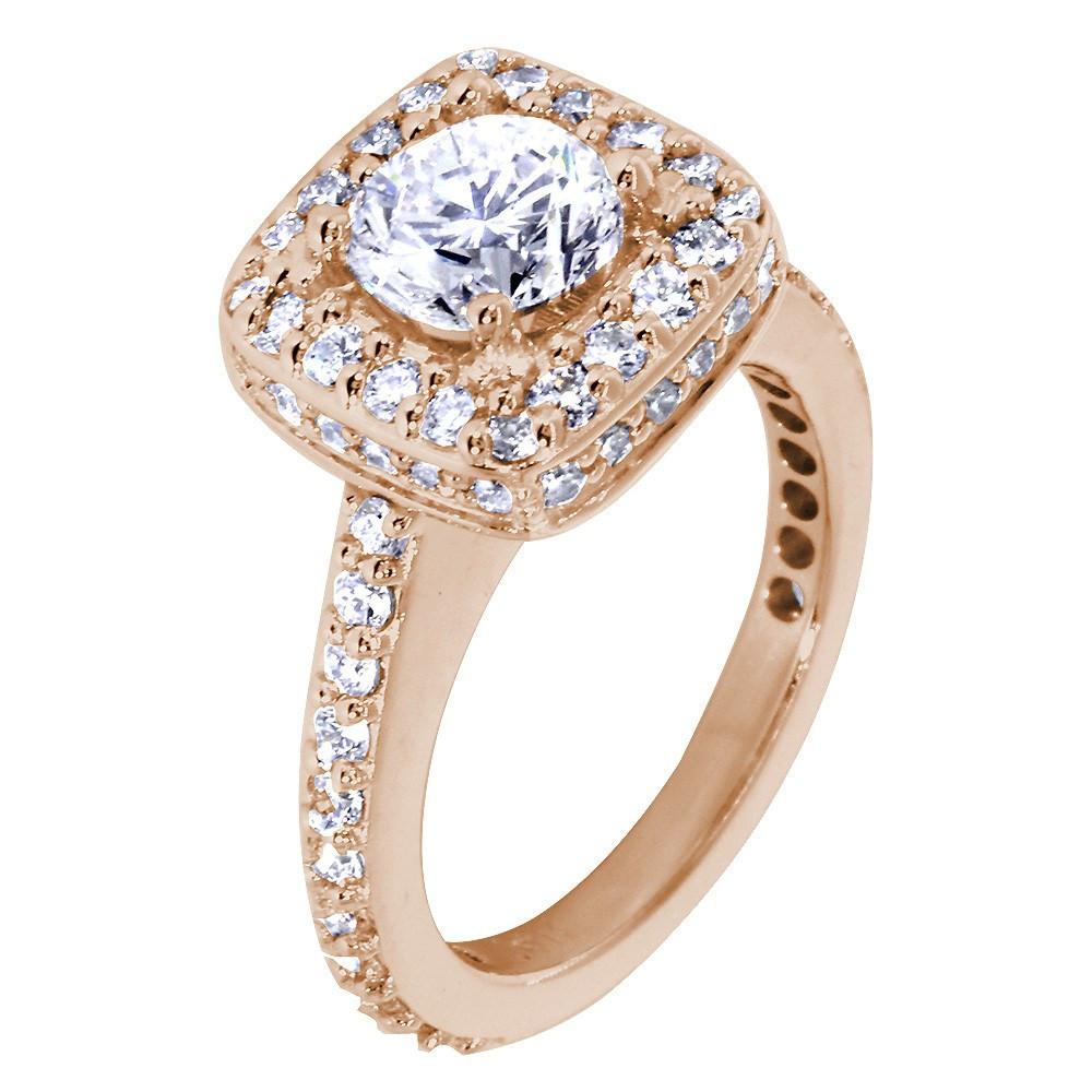 Halo Engagement Ring Setting for a Round Diamond, 1.00CT Total Sides in 14k Pink, Rose Gold