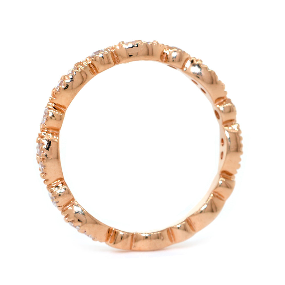 Vintage Style Diamond Band with Repeating Pattern, Set 3/4