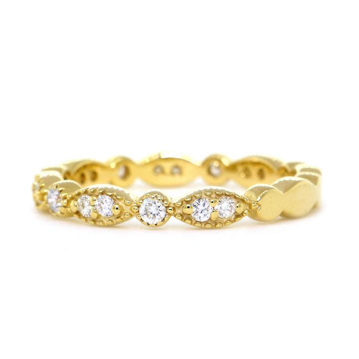 Vintage Style Diamond Band with Repeating Pattern, Set 3/4, 0.25CT in 14K Yellow Gold