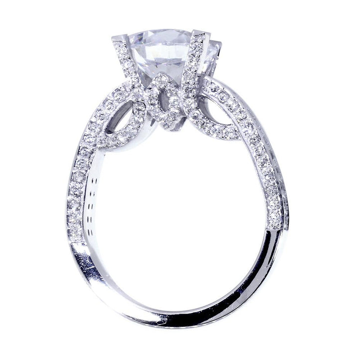 Engagement Ring Setting for a Round Diamond Center, 1.21CT Sides in 14k White Gold