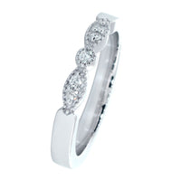 Vintage Style Diamond Milgrain Band, 3 Sections, 0.06CT in 14K White Gold