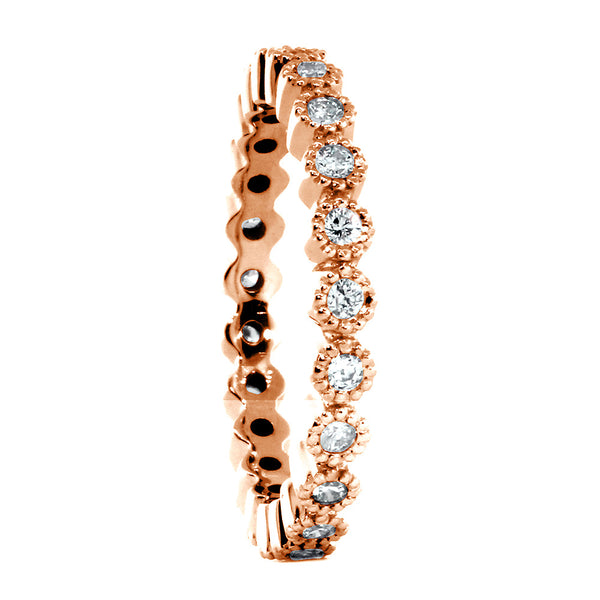 Vintage Style Diamond Eternity Band with Round Bezels, 0.40CT in 14K Pink, Rose Gold