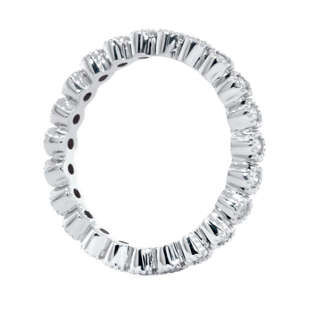 Vintage Style Diamond Eternity Band with Round Bezels, 0.40CT in 14K White Gold
