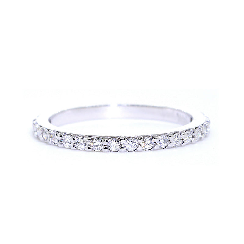 1.8mm Diamond Wedding Band Set Three Quarters Around Ring, 0.32CT  in 14K White Gold