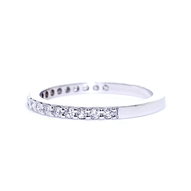 1.8mm Diamond Wedding Band Set Three Quarters Around Ring, 0.32CT  in 14K White Gold