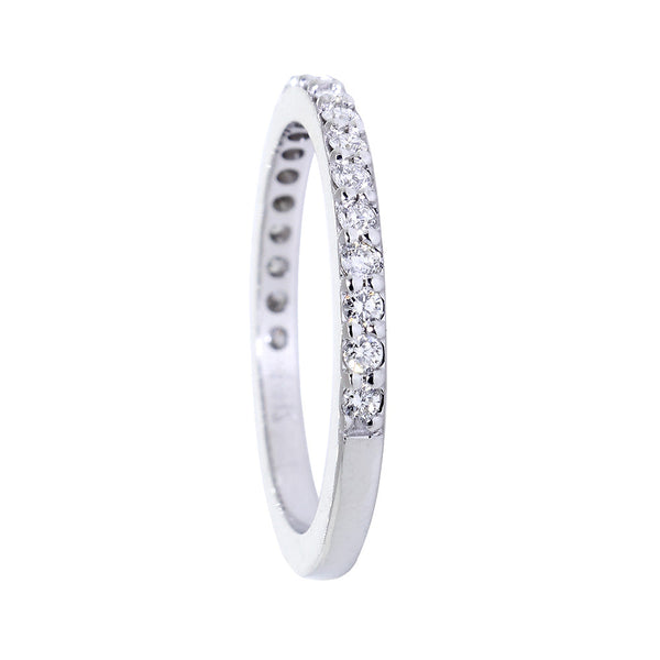 1.8mm Diamond Wedding Band Set Three Quarters Around Ring, 0.32CT  in 14K White Gold