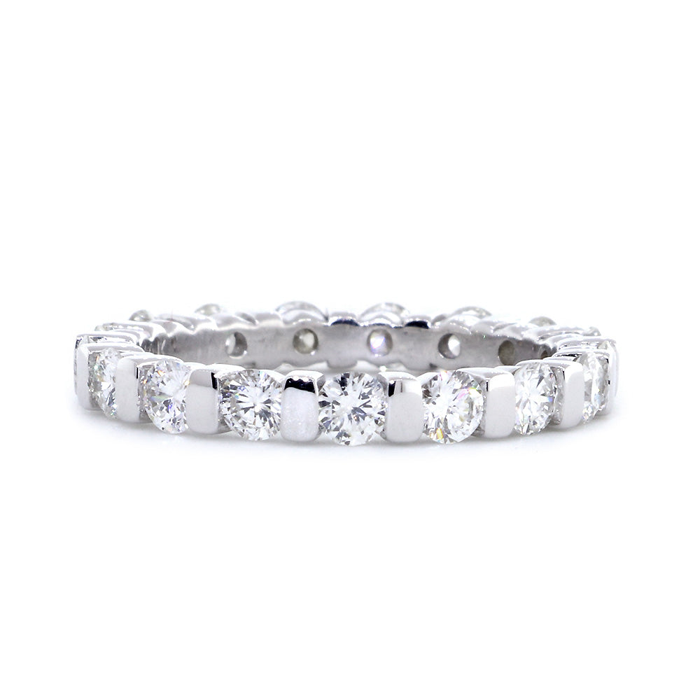 Round Diamonds Channel Set Eternity Band, 1.36CT in 14K White Gold