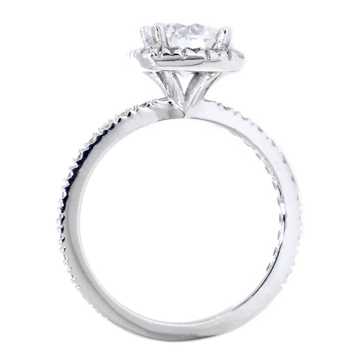 Cushion Halo Round Diamond Engagement Ring Setting, 0.32CT Total Sides in 14k White Gold
