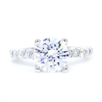 Engagement Ring Setting for a 2CT Round Diamond Center, 8mm, 0.67CT Total Sides in 14k White Gold