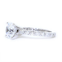 Engagement Ring Setting for a 2CT Round Diamond Center, 8mm, 0.67CT Total Sides in 14k White Gold