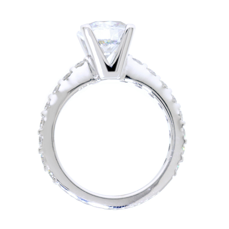Engagement Ring Setting for a 2CT Round Diamond Center, 8mm, 0.67CT Total Sides in 14k White Gold