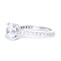 Under Halo Engagement Ring Setting, Round Center, 7.5mm, 0.55CT Total Sides in 14k White Gold