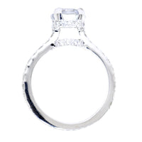 Under Halo Engagement Ring Setting, Round Center, 7.5mm, 0.55CT Total Sides in 14k White Gold
