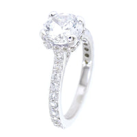 Under Halo Engagement Ring Setting, Round Center, 7.5mm, 0.55CT Total Sides in 14k White Gold