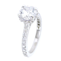 Under Halo Engagement Ring Setting, Round Center, 7.5mm, 0.55CT Total Sides in 14k White Gold