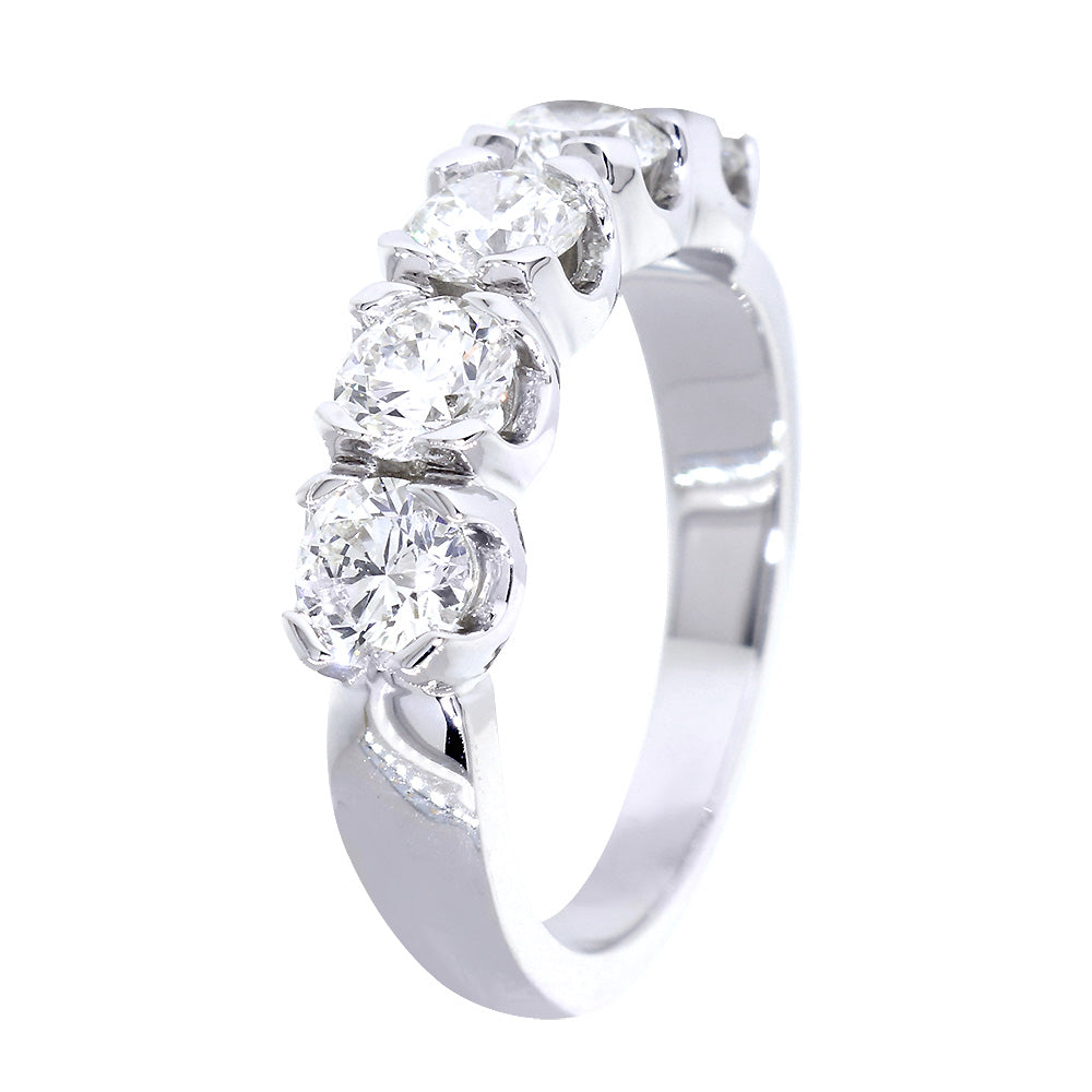 GIA Certified Diamond Wedding Band, 1.50CT Total Sides in 14k White Gold