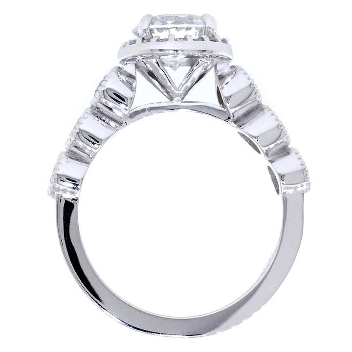 Halo Engagement Ring Setting, Diamond Bezel Sides, 0.95CT Total Sides in 14k White Gold