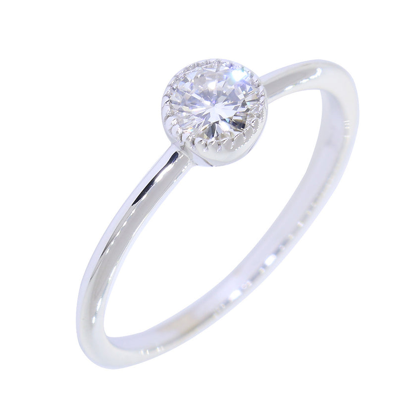 Bezel Style Ladies Ring, Single Round Diamond, 0.22CT in 14K White Gold