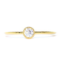 Bezel Style Ladies Ring, Single Round Diamond, 0.13CT in 14K Yellow Gold