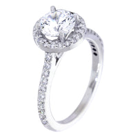 Halo Engagement Ring Setting for a Round Diamond, Infinity Symbol Accent, 0.47CT Total Sides in 14k White Gold