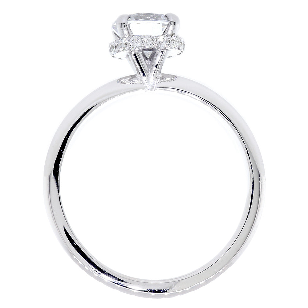 Under Halo Engagement Ring Setting for a Round Diamond, 0.12CT Total Sides in 14k White Gold