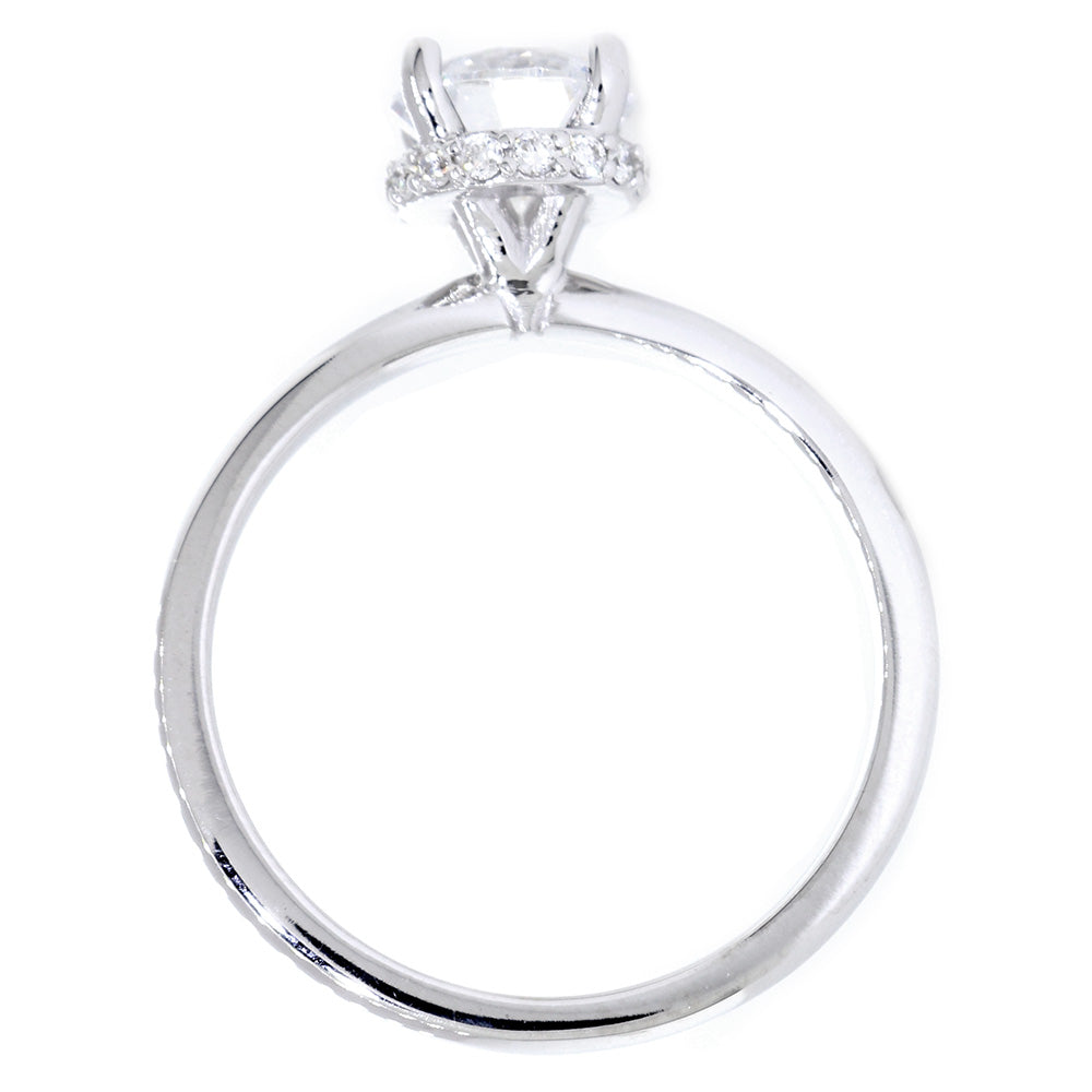 Version 2, Thicker Halo, Under Halo Engagement Ring Setting for a Round Diamond, 0.12CT Total Sides in 14k White Gold