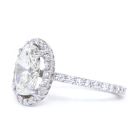Long Oval Halo Diamond Engagement Ring Setting, 10mm x 6.5mm Center, 0.75CT Total Sides in 14k White Gold