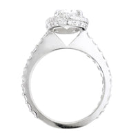 Long Oval Halo Diamond Engagement Ring Setting, 10mm x 6.5mm Center, 0.75CT Total Sides in 14k White Gold