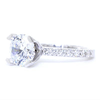 Engagement Ring Setting for a 2.25CT Round Diamond Center, 0.50CT Total Sides in Platinum
