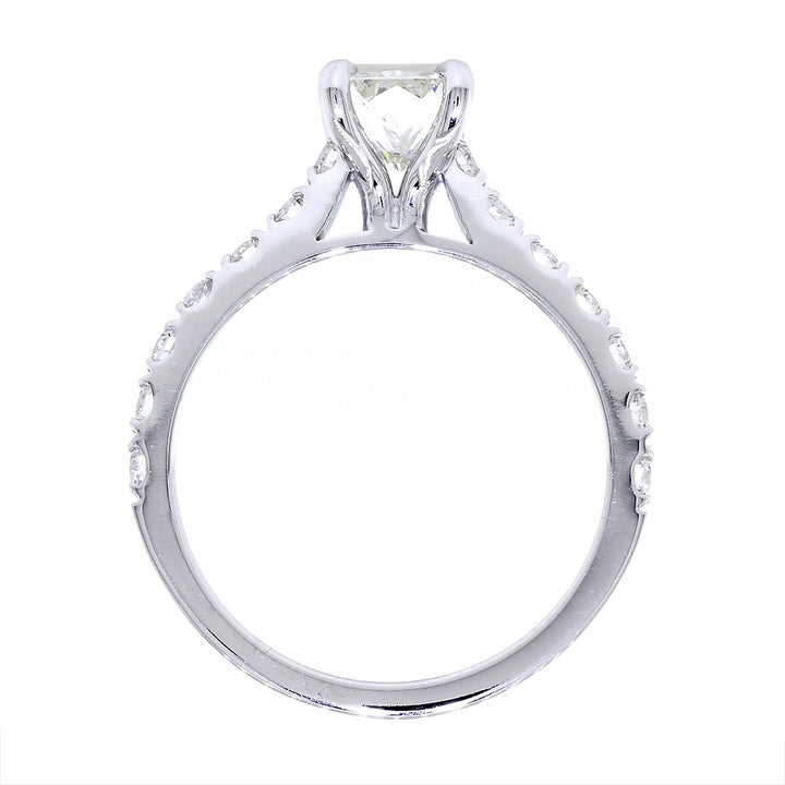 Engagement Ring Setting for Radiant or Emerald Cut Diamond Center, 0.37CT Total Sides in 14k White Gold