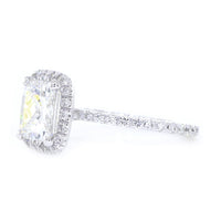 Cushion Halo and 7mm Cushion Cut Center Diamond Engagement Ring Setting, 0.32CT Total Sides in 14k White Gold