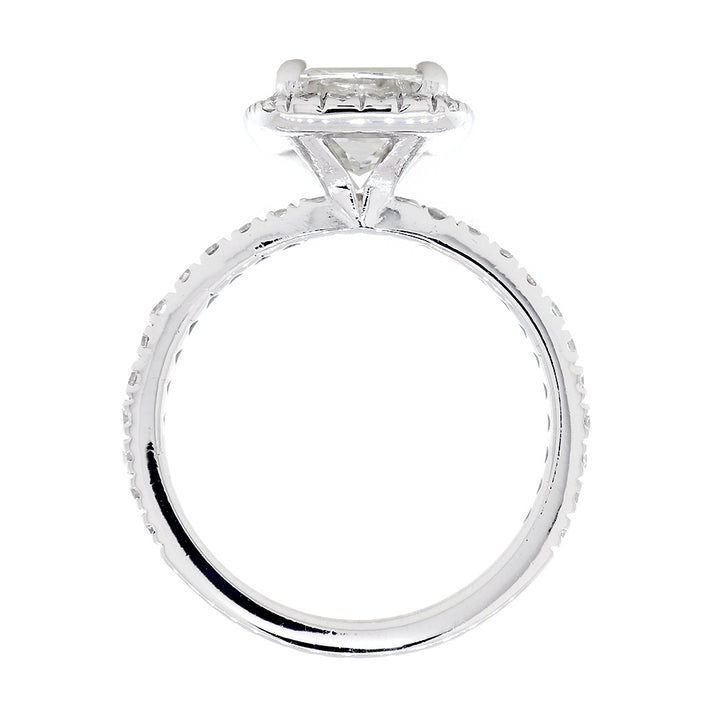 Cushion Halo and 7mm Cushion Cut Center Diamond Engagement Ring Setting, 0.32CT Total Sides in 14k White Gold