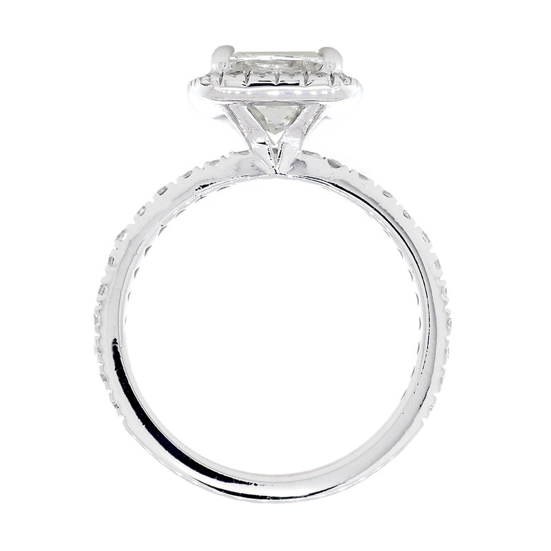 Cushion Halo and 7mm Cushion Cut Center Diamond Engagement Ring Setting, 0.32CT Total Sides in 14k White Gold