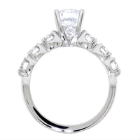 Round Diamond Engagement Ring Semi Mount, 1CT Center, 1.56CT Total Sides in Platinum