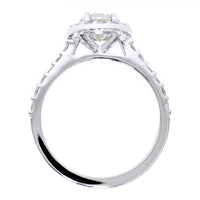 Oval Halo Diamond Engagement Ring Setting, 8mm x 6mm Center, 0.50CT Total Sides in 14k White Gold