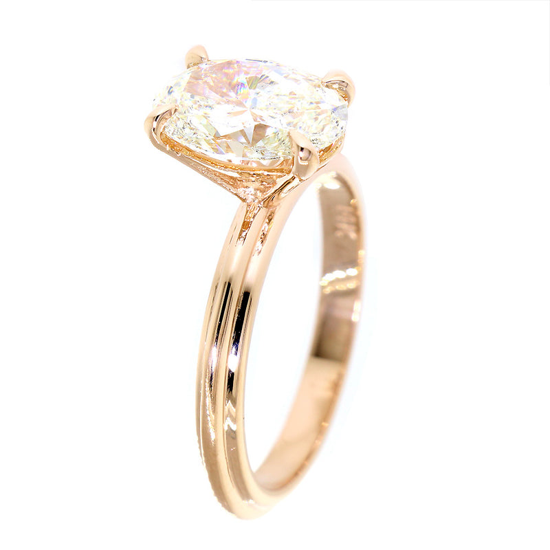 Oval Engagement Ring Setting, 10mm x 7mm Oval, Solitaire Setting in 14k Pink, Rose Gold