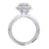 Cushion Halo and 8.5mm Round Diamond Center Engagement Ring Setting, 0.87CT Total Sides in 14k White Gold